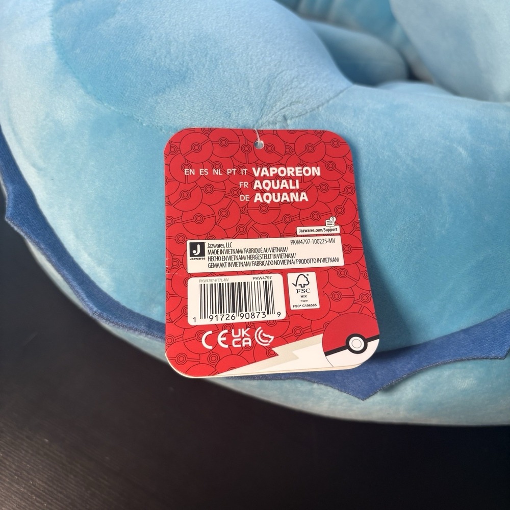 Pokemon Sleeping Vaporeon_18 inch Premium Jazwares Plush_Sleep Pose_Cuddle_Soft - Picture 3 of 5